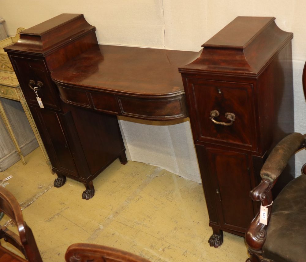 A Regency mahogany pedestal sideboard, W.153cm, D.48cm, H.110cm